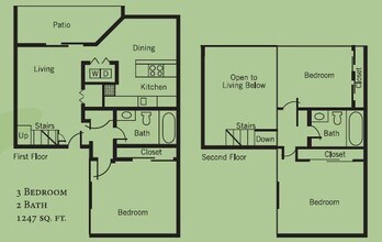 3 Bedroom 2 Bath 7448B floor plan